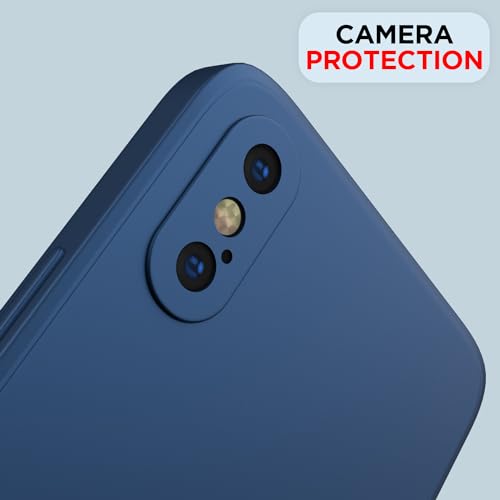 Image of Outlouders Back Cover for iPhone X /iPhone Xs | Camera Protection | Durable Soft Matte Silicone Bumper Case (Blue)