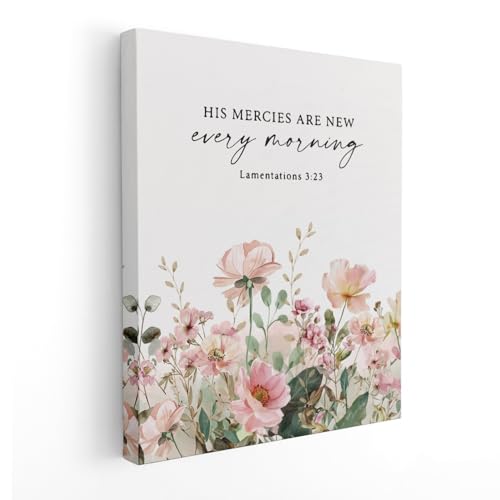APJYM Floral Christian Wall Art, His Mercies Are...