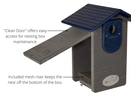 Jcs Wildlife Ultimate Eastern And Western Bluebird House With Universal Mounting Pole Kit - Garden Birdhouse And Pole Combo (Blue And Gray) #TOP4