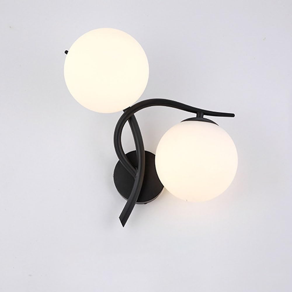 Aplique de pared E27 con bola de cristal redonda y base de latón negro 8