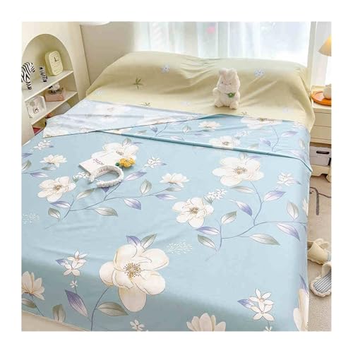LFSPHQEC Flower Sleeping Bag Liner Cotton Camping Inner Single Double Ultralight Adult Sleep Sack Travel Sheets for Hotel Sleeping Bags(Sky Blue,180x220cm-70x86)