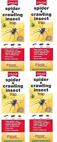 4 x Rentokil 3 Pack Spider & Crawling Insect Beetle Ants Cockroaches Trap