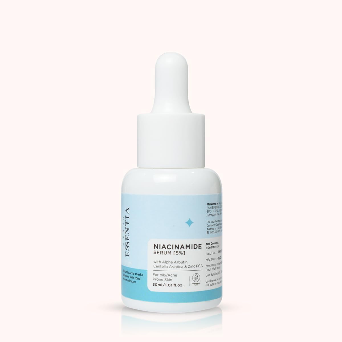 Derma Essentia 5% Niacinamide Face Serum | Acne Marks, Oil Balancing & Pore Reduction | With Alpha Arbutin, Vitamin B3, CICA & Zinc PCA | Clarifying & Blemish Reducing | Men & Women | 30ml