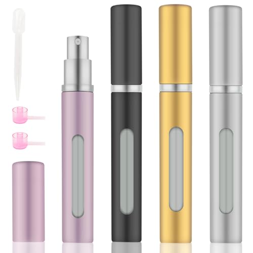OBSGUMU 4pcs Mini Perfume Travel Bottle, Perfume Atomiser Refillable, 5ML Spray Bottles, Portable for Travel Holiday, Outdoor Activities and Business