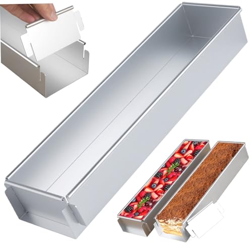 Pastoralist Rectangle Cake Pan, 41.7x10x6cm Aluminum Alloy Tiramisu Pan with Removable Baffle Plate, Ice Cream Cake Mold for Kitchen Bakery