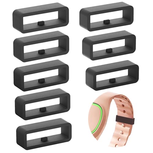 Ryukicy Magic Band Fastener Rings Compatible with Disney MagicBand 1.0, MagicBand+ & 2.0 – Silicone Secure Loop Holder, Non-Slip Watch Strap Protectors, Colorful Replacement Accessories (8*Black)