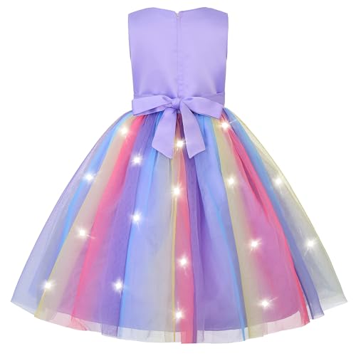 JerrisAppareel Girls Light up Dress Rainbow Sleeveless Dresses Birthday Party Pageant2