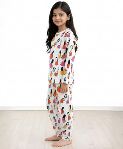 Image of Anthrilo Pure Cotton Printed Pyjama Set for Girls | Sleepwear | Night Suit, Night Wear | Long Sleeves T-Shirt & Pyjama | Regular Wear | 0-14 Years