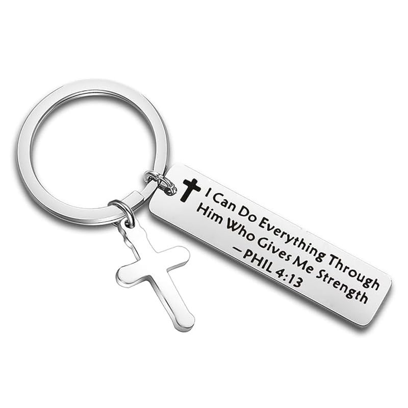 Christian Gifts I Can Do Everything Through Him Who Gives Me Strength Philippians 4:13 Keychain Christian Jewelry Gifts