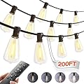 addlon 200FT(50FT*4) Outdoor String Lights with Remote,Waterproof Patio Lights ETL Listed with Shatterproof Dimmable ST38 LED Bulbs Connectable Outdoor Lighting for Backyard Bistro Garden Bistro