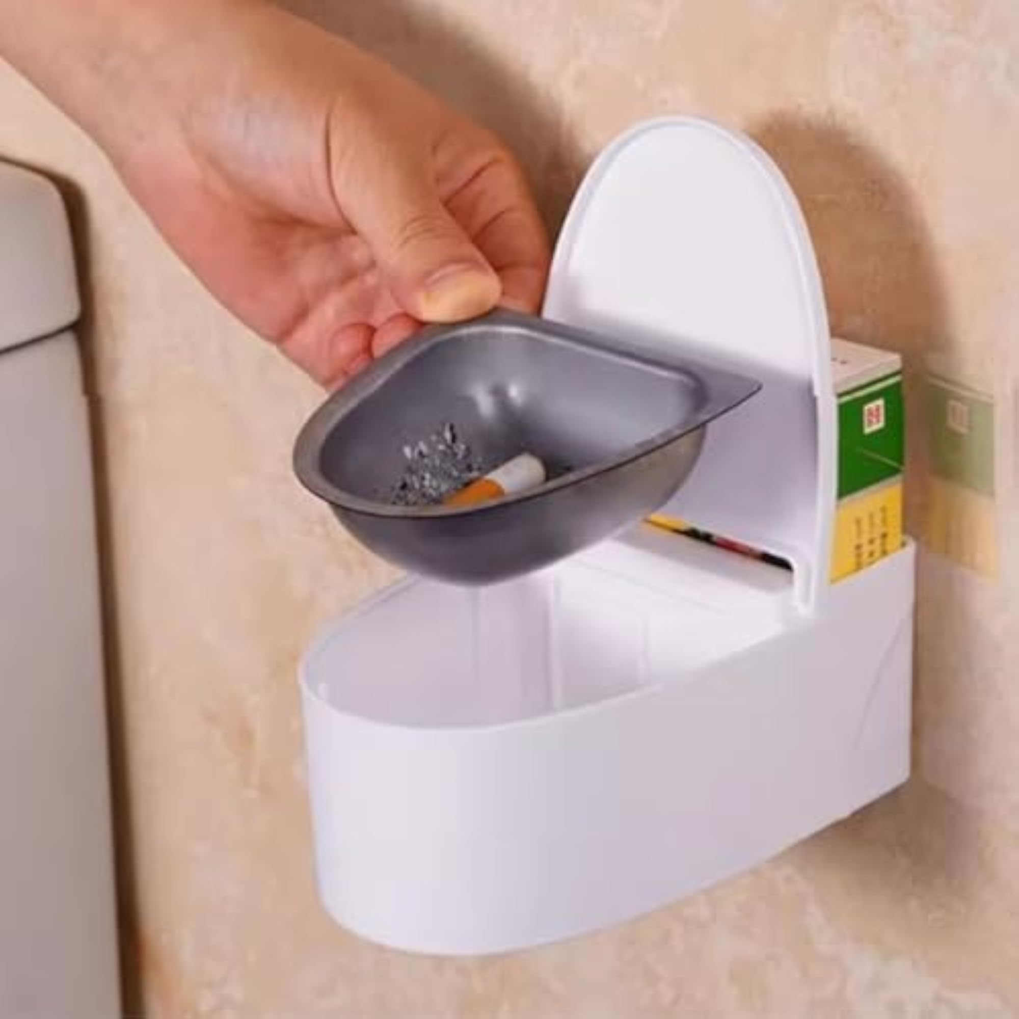 Wall-Mounted Stainless Steel Cigarette Ashtray for Bathroom