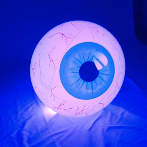 ハロウィン 巨大な目玉 バルーン 飾り LED ライト 赤い目玉 青い目玉 風船 60cm 大きめ 目玉ハロウィンデコレーション ライトアップ 玄関 置物 屋内 屋外 パーティー 店舗 装飾品 (青い目玉 1個)