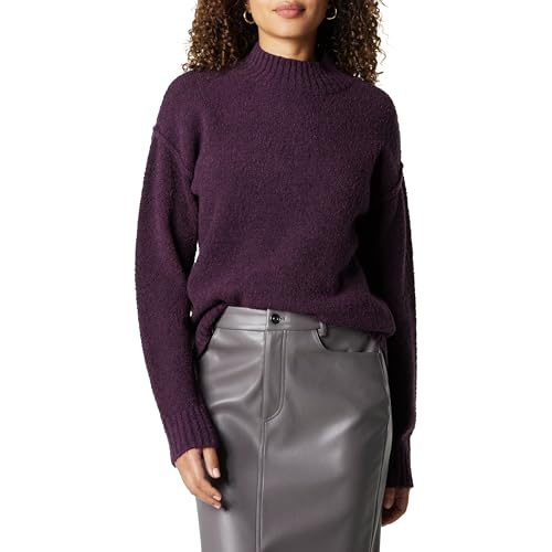 The Drop Women's Carolina Shoulder Mock Neck Pullover with Exposed Seams