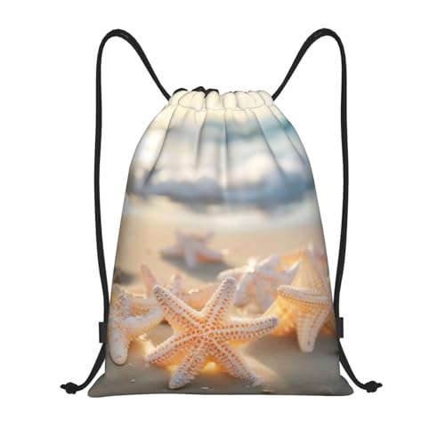 Beach Starfish1 print Drawstring Bag Sack Gym Bag Ditty Bag for Gym Traveling, Hiking, Yoga, Shopping for Adult