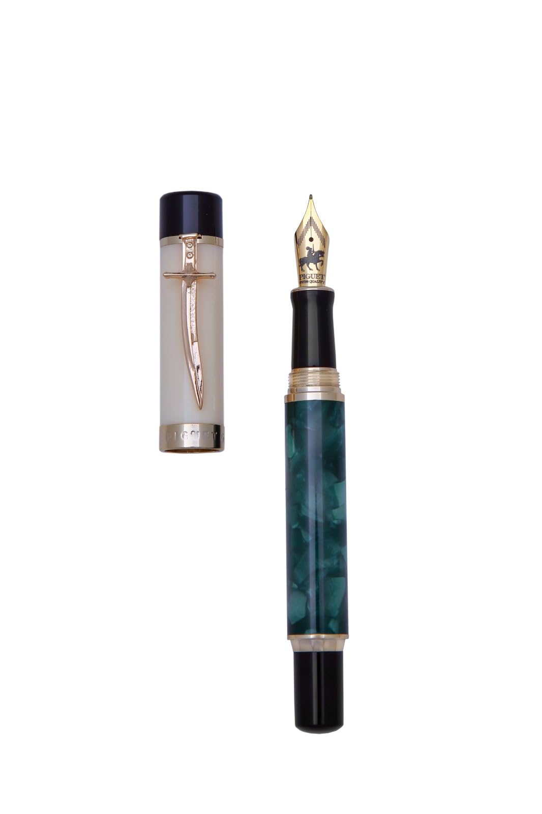 Piguet Genève – Luksusowe i ergonomiczne pióro 2w1 – wieczne i żelowe – Seria Al-Ardah – Niemiecka stalówka M, złote wykończenia – W eleganckim pudełku z uniwersalnym wkładem i konwerterem