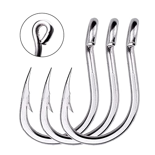 ELAULA Angelausrüstungs-Set, 100 Stück Angelhaken aus Hartkohlenstoff mit Öse für Karpfen, Wels, 1/0#-13/0# Fischjigs… – Bild 4