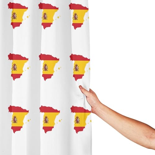 Rideau de douche polyester imperméable carte espagnole 12 œillets bain 183cm - 5