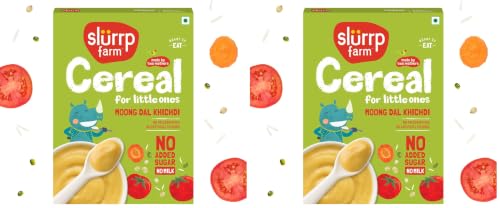 Image of Slurrp Farm No Added Sugar Instant Moong Dal Khichdi for Little Ones | No Salt, No Milk | Healthy Cereals for Kids with Real Vegetables | Great for Travel | Easy to digest, 200g (Pack of 2)