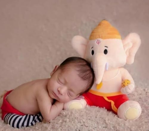 Image of HUG 'n' FEEL SOFT TOYS - Ganesh JI 25cm Soft Toy Plush Toy | Big Stuffed Animal | Ultra Soft, Huggable & Cuddly Gift for Kids, Girls, Boys | Perfect for Birthday, Valentine's Day