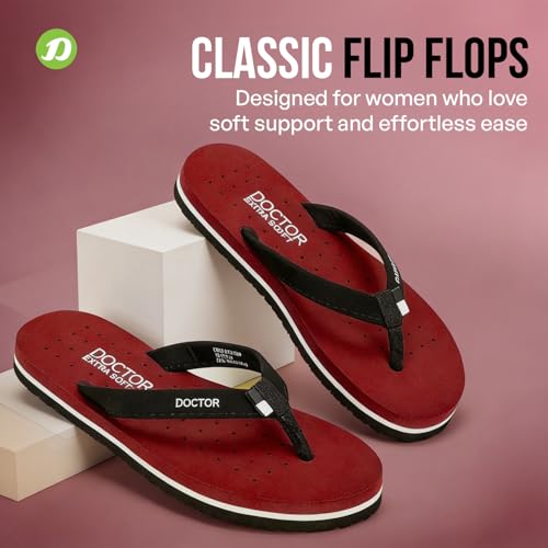 Image of DOCTOR EXTRA SOFT House Slipper for Women's Care Dr Orthopaedic Super Comfort Fitting Flat Cushion Chappal Flip-Flop for Ladies & Girl's
