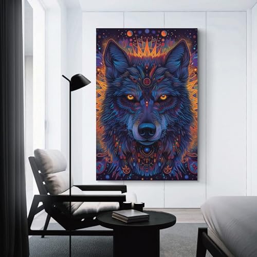 Cuadro en lienzo de lobos: arte de pared moderno de 50x75 cm para salón 3