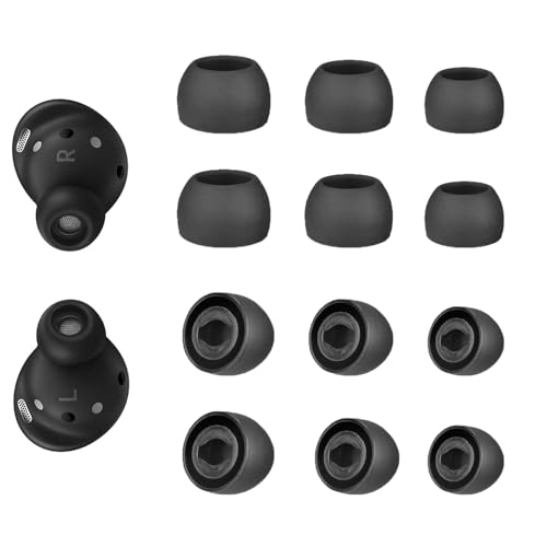 6 Pairs Replacement Eartips for Samsung Galaxy Buds Pro Headphones, Silicone Tips Earbuds Eartips Set, L/M/S Earplug Replacement Accessories (Black, Without Pen)
