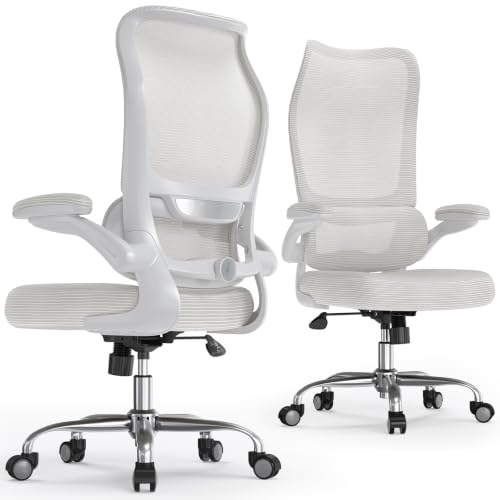 Image of TRALT Office Chair Ergonomic Desk Chair - Gaming Chair with Lumbar Support | 330 LBS Home Office Desk Chairs , Reading Chair with Flip-up Armrests, Comfortable Computer Chairs (1, White)