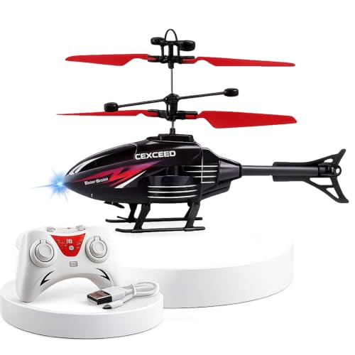 Image of RC Helicopter with Hand Gravity Sensor for Kids 4+, Flying Remote Control Helicopter Toy, Chargeable with Safety Sensor, Indoor Outdoor Play, for Boys & Girls - Pack of 1 (BlackRed)