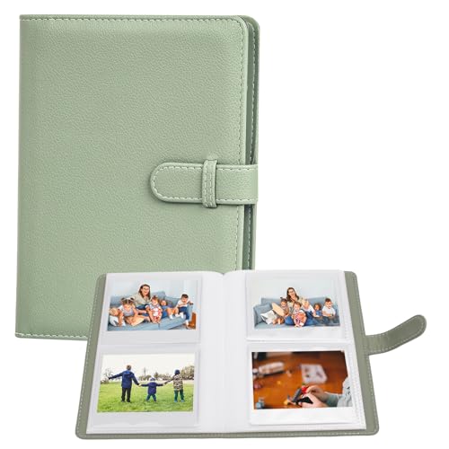 VOVMOEYA 80 Pocket Photo Album 3.5x4.5 Inch Camera Film Storage,For Polaroid Cameras,For Fujifilm Instax Wide 400/300/210 Slip In Photo Book Album 20-Page Holds 80 Pictures-Green