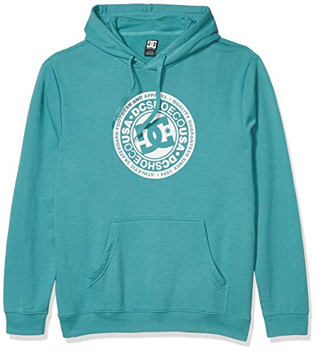 DC Men's Circle Star Pullover Fleece, Teal/Snow White Pure, XXL