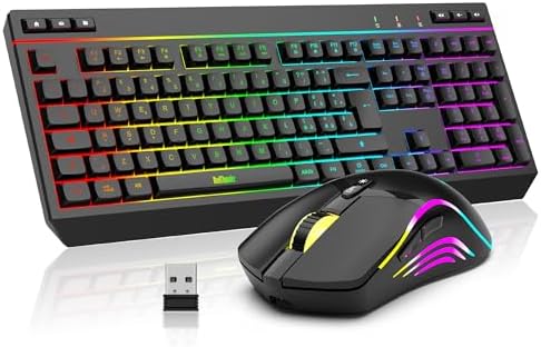 T60 Set Tastiera E Mouse Da Gioco, Mini 60% Tastiera Meccanica Compatta 62 Tasti, 19 Rainbow LED Light, UK Layout Mouse Da Gioco A 6400 DPI Mouse - Foto 8