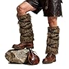 Zando Viking Fur Boot Covers Brown Faux Fur Leg Warmers - Medival Renaissance Viking Costume Women Men Halloween Cosplay Accessories