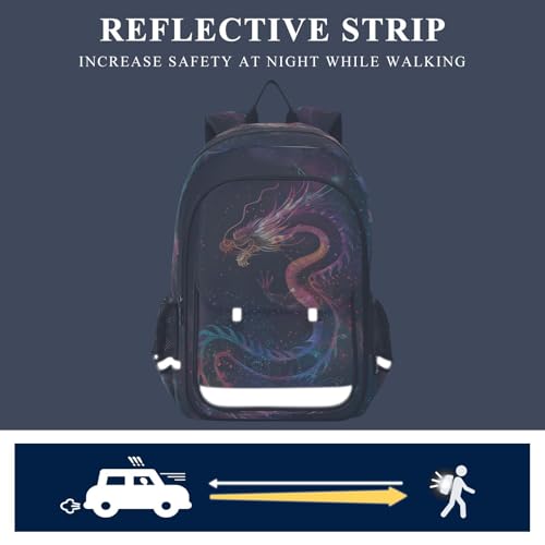 Sac à dos ordinateur portable enfants Dragon Magic grand compartiment pour collégien lycéen B376 - 7