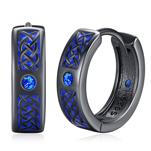 Pendientes vikingos para hombre en plata de ley 925 con aros y runas nórdicas