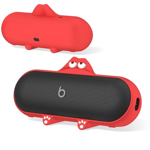 Coque Mignonne en Silicone pour Haut-Parleur Bluetooth sans Fil Beats Pill, Manchon de Protection Anti-Rayures Compatible avec Haut-Parleur Beats (Rouge)