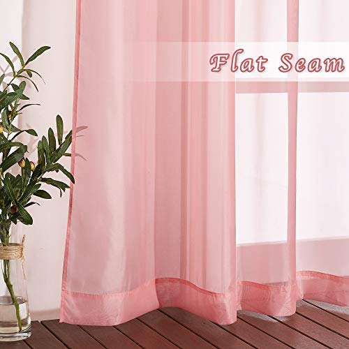 Image of NICETOWN Sheer Curtains Extra Long 96-inch - Grommet Casual Style Airy & Breathable with Amount Light Sheer Panels for Patio /Glass Door (108 inches Wide Total 2 Pieces, Coral)