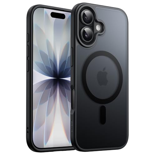 JETech Capa Magnética para iPhone 17 6,3 Polegadas Compatível com MagSafe, Case de Telefone Traseira Fosca Translúcida, Fina e Minimalista À Prova de Choque (Preto)