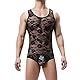 JIAHG Herren Bodysuit Spitze Unterhemd Mesh Sexy Reizwäsche Tops Ärmellose Stringbody Overall Dessous Männer Body Einteiler Schlafanzug Erotik Unterwäsche (Schwarz, XL)