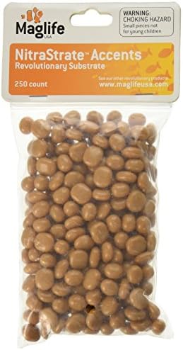 Maglife Usa AMX70150 250-Pack AMX NitraStrate Polymer Marine Aquarium Filter Substrate Beads, Light Brown