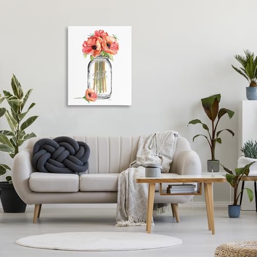 Image of Mason Jar Poppies Floral Still Life, 30 x 40 Inch Canvas Wall Art | Stupell Industries . By Amanda Greenwood . Ready to hang . Ideal for cottage decor . Made in USA