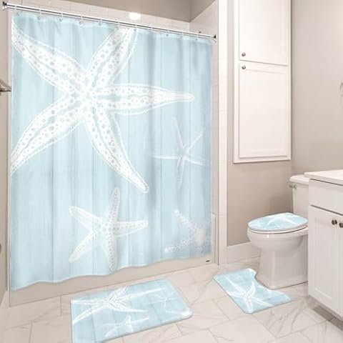 AMBZEK Starfish Shower Curtain Set with Accessories thumbnail
