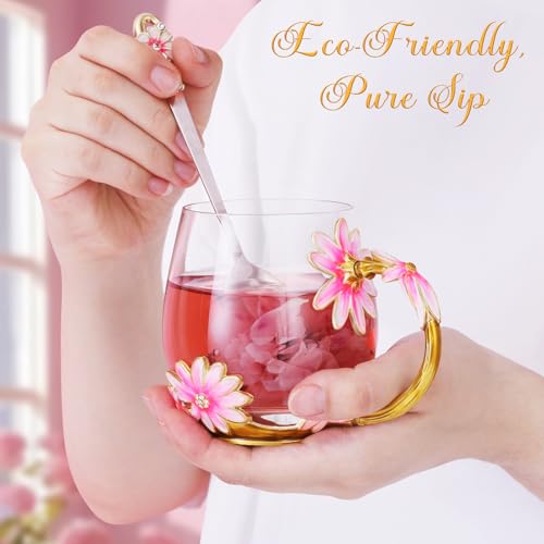 Taza de vidrio para té y café con diseño 3D mariposa miniatura 2