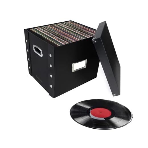 Snap-N-Store SNS01790 Vinyl Record Storage Case with Lid, Holds up to 75 Records, 13.375 x 12.625 x 12.5 Inches, Black