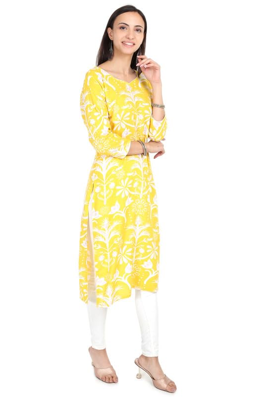Image of Women's Rayon Kurta - Ethnic Wear Straight Kurti for Daily, Office & Festive Use