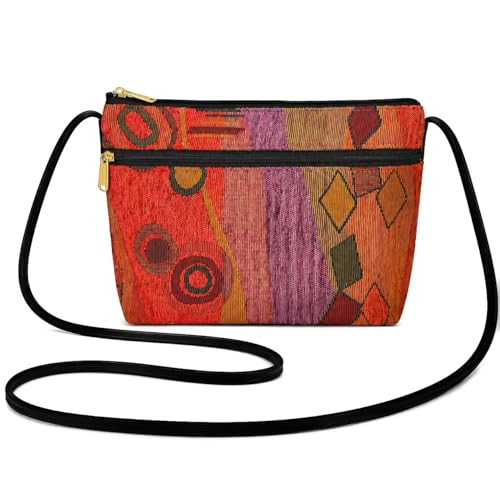 Image of Danny K. Women's Tapestry Zipper Purse Crossbody Handbag, Adjustable Cord, Handmade in USA