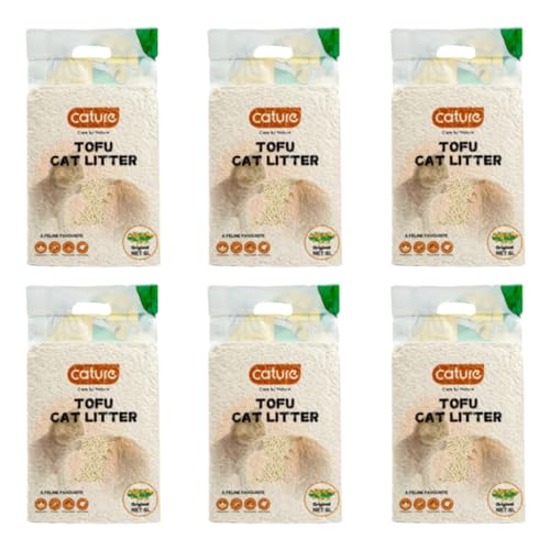 Image of Cature Care by Nature Tofu Cat Litter Natural Flushable Clumping Litter Plant Based Biodegradable Ultra Odour Control 99% Dust Free Low Tracking Cat Litter (Original, 6L, PACK6)