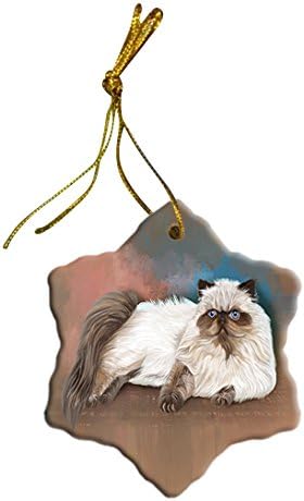Doggie of the Day Himalayan Cat Christmas Snowflake Ceramic Ornament