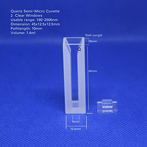 Célula semicrocubeta de cuarzo LAB4US para espectrofotómetro de 1.4 ml con dos lados transparentes 2