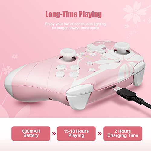 Image of Mytrix Wireless Controller for Windows PC iOS Android Steam Deck, Bluetooth Controller with Programmable Buttons, Turbo & Vibration - Pink