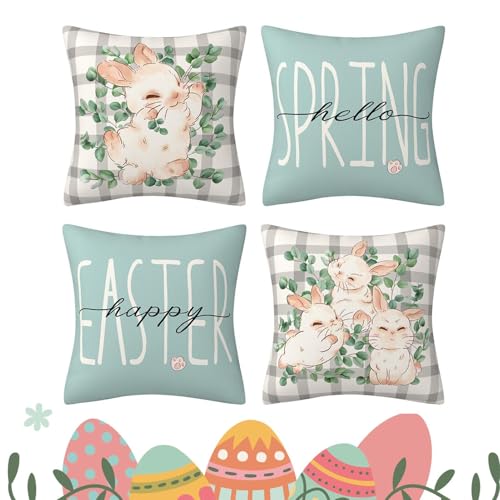 Fundas de cojín de Pascua 45x45 cm de tela resistente para decoración de sofá 2